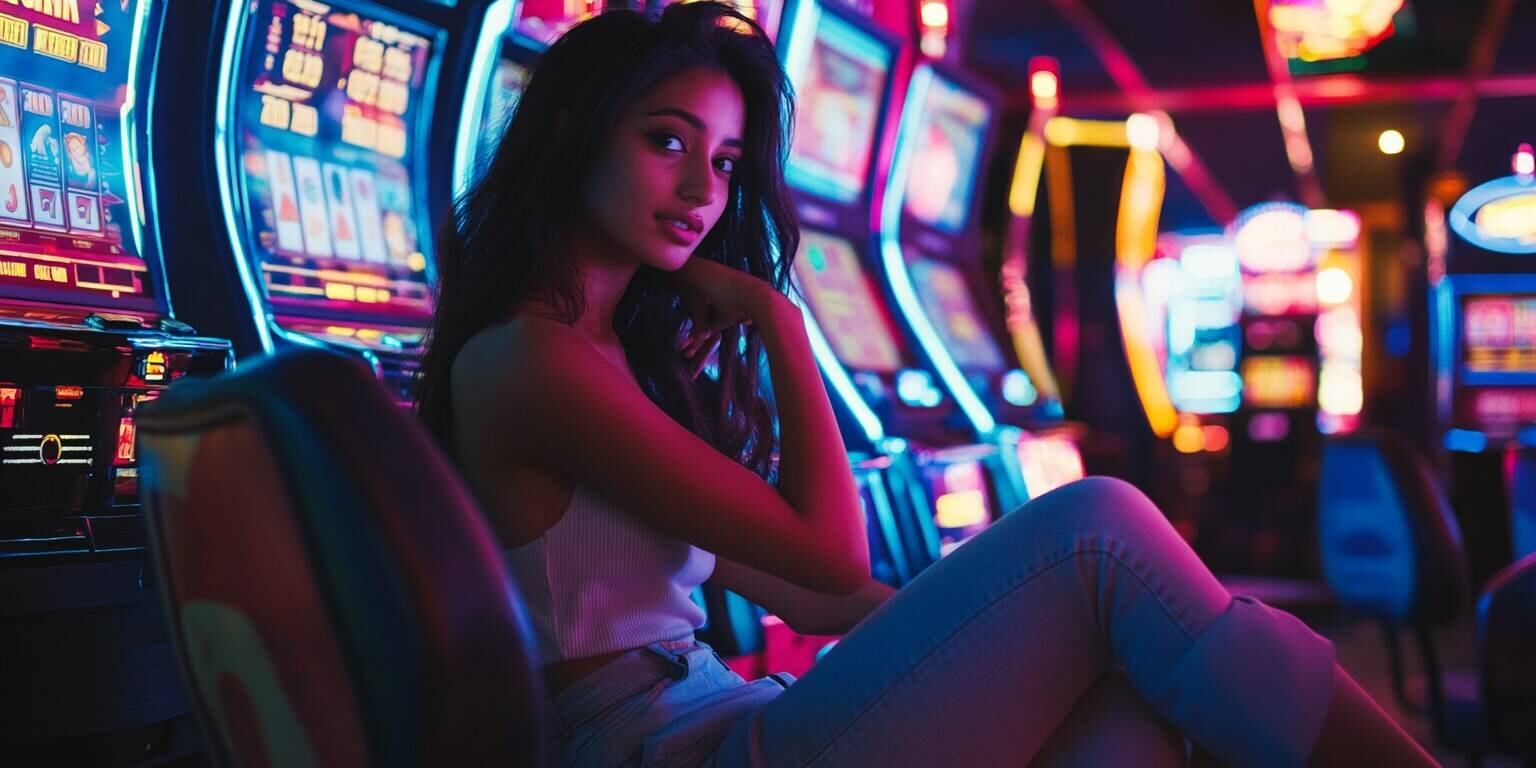 Casino Ambience with a Young Woman