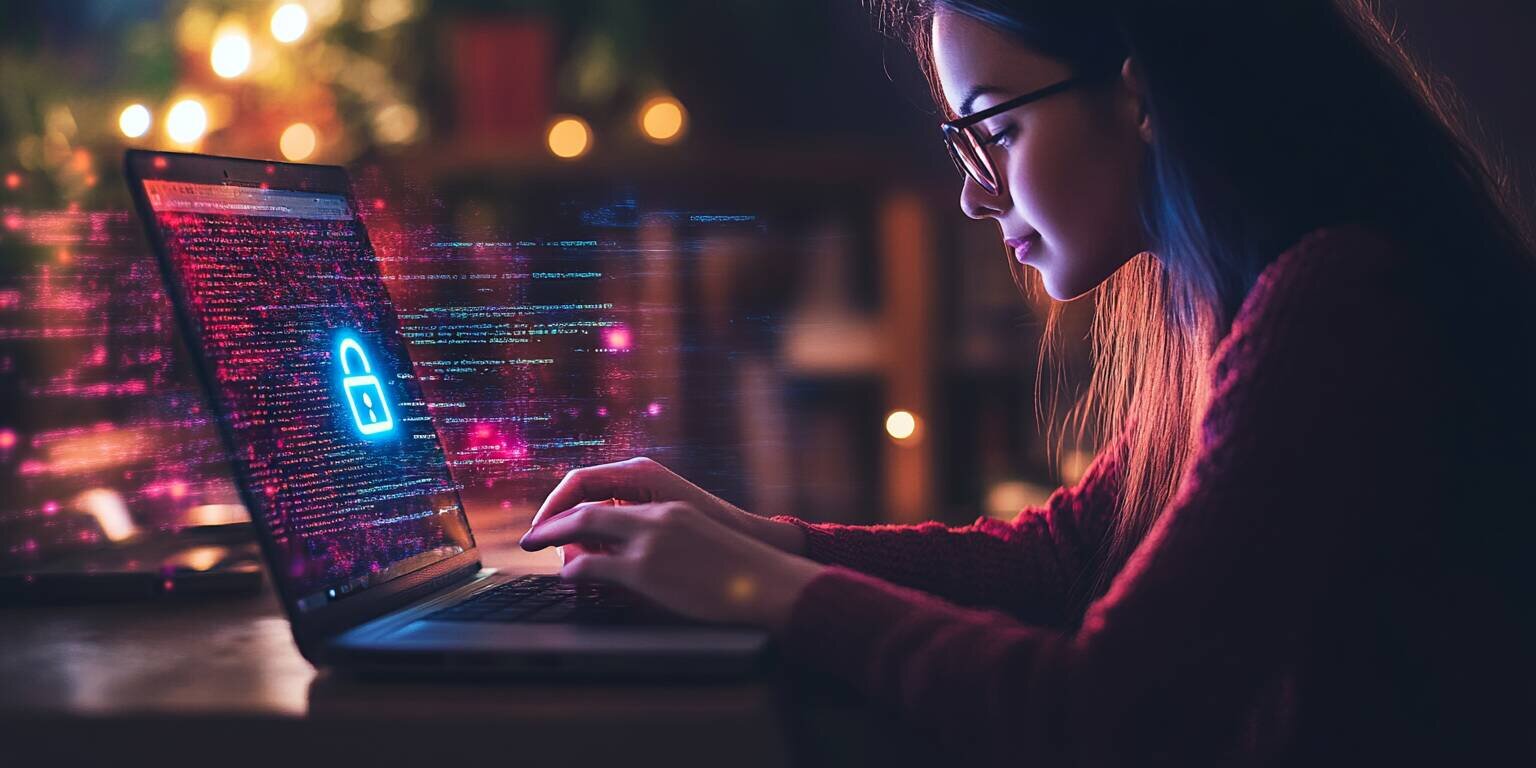 A Young Woman Logging into Nisantan Securely